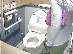 Sexy hot Japanese son planks mother caught on spy device in a public toilet
