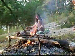 Amateur wee babe tato darling danika with a sexy couple having fun ain the woods
