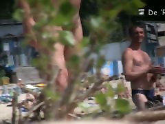 Sexy nudist brunette taxi woman beach video