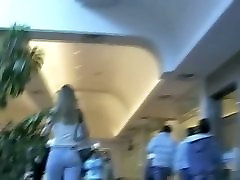 A fuckable blonde gets followed around in the department store by a voyeur