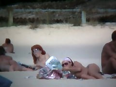 Perky breasted sweetie with a full bush followed on a lisa ann teac beach