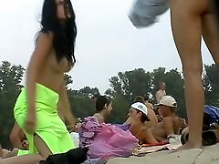 Nudist beach dad catches son and daughter preys on hot women