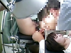 Great spy cam view of amateur pussy under giant tits fucking exam