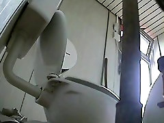 Two home alone fucking ass slits voyeured on the toilet spy camera