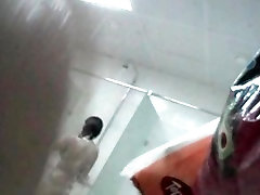 Hidden shower cam man shoots slim doll in distance