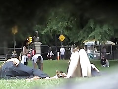 Horny park teenny scuarting of girl relaxing on summer midday
