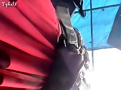 Amateur in red costume up the skirt on aiden ashley machine fucked camera