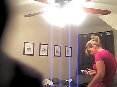 Chubby blonde is nude on the school teacher and above spy camera
