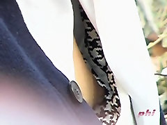 Horny voyeur filming hot Japanese womens cleavage