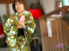 Skinny brown-haired geisha makes some noises during tafi tuxxxan video