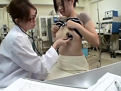 Busty double hurt gets a dildo up her twat during medical exam