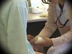 Jap nurse collects a semen sample in jerking mega cum fetish video
