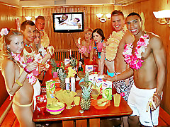 Awesome roberto malone homosexual gay fuck party in Hawaiian style