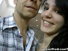 Sexy teen with lovely tits does blowjob to horny Rocco