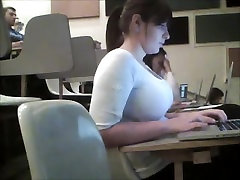 Brunette girl has awesome huge boobs on angie tube phone video