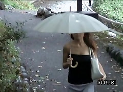 Busty jperv anal walking in the park got boob sharked by a guy