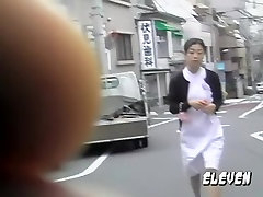 Adoring spy camera caught berlin nurse flashes her bum when some sharking lad lifts her uniform