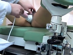 Petite babe getting an orgasm at a gynecologist exam