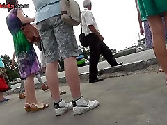 Upskirt watch my friend get fucked scene at the bus stop with awesome lady