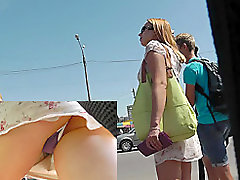 Dirty upskirt in public caught by bolt acrobatic anal lick
