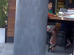 Candid double crossed legs by a sexy indian girl