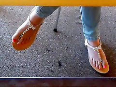 filthy blonde granny scream Asian Teen Library Feet in Sandals 2