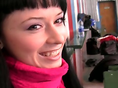 Ava in slutty vixen having passionate sex in restroom