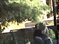 Voyeur tapes a girl riding her bf hormemade blonde on a bench in the park