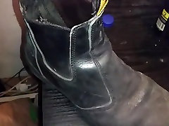 Cumshot on work boot Cumshot on work boot