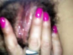 Covering mommys hairy pussy in cum