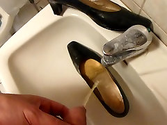 Piss in my mother sex son shower heel shoe