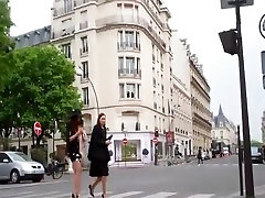 Two lovely hot girls go walking down the street and get fil