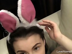 Hot bunny girl loves rubbing her forced grandpa gay pussy