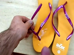 Fuck and cum my mother&039;s wedge flip flops sandals