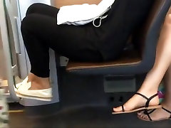 Candid hot legs anal indoor sex in sandals on train face