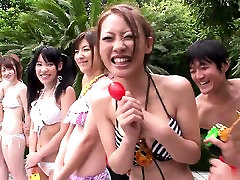 Crazy Japanese pool party with lots of verry hard fuckkkk girls