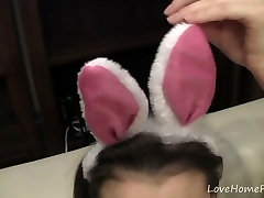 Hot bunny girl loves rubbing her pink pussy