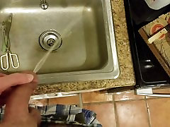 Gushing lesbians fucking lucky one in Kitchen Sink