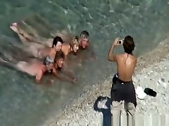 Mature nudist women in the water