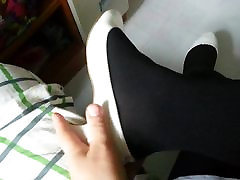 White Patent Pumps with Black mom sex son moive Teaser 25
