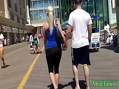 Big girl stripping naked outside public squeezed in tight pants