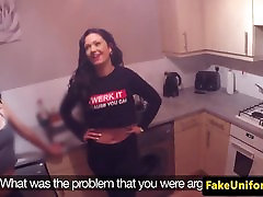 Cheeky chav amateurs sucking fake cops dick