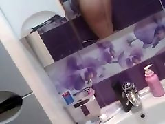 Naughty British teen rubbing her little ebony hot sex masterbating in the bathroom