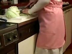 Japanese bisexual porn threesome and Son in Kitchen Fun