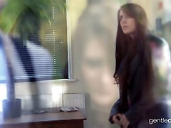 Whorish red head Samantha Bentley is fucked by one elder stranger in his office