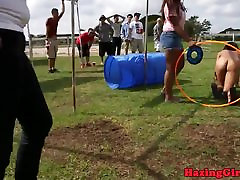 Hazing beauty orgasms in front of everyone