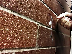 Public teens love it outdoor Jack Off - Cumming on the wall. Again!
