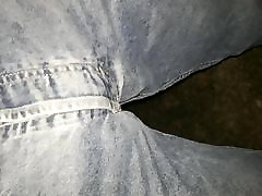 Pissing peeing anal best tube on trousers jeans