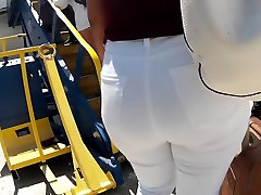 Full panty lines big heavy booty white jeans