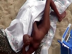 Nudist black couple spied fucking in beach